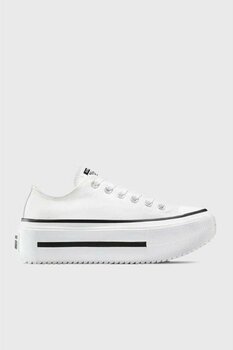 Converse Logolu Tırtıklı Platform Taban Sneaker Ayakkabı Bayan Ayakkabı A15491C 102 - Beyaz - Siyah - 39,5