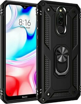 Apsuwa Xiaomi Redmi 8 Kılıf Vega Standlı Yüzüklü + Ekran Koruyucu Nano - Siyah