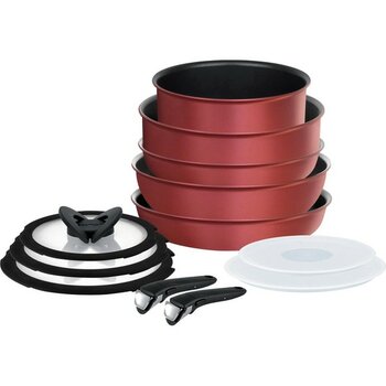 Tefal Ingenio Titanium Character Büyük Tava ve Tencere Seti - 12 Parça - Kırmızı - 22 cm
