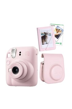 Fujifilm Instax Mini 12 10 Filmli Mini Albüm ve Deri Kılıflı Pembe Fotoğraf Makinesi