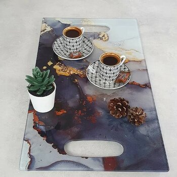 Decorita Cam Stark Mermer Lacivert 29cm x 52cm Tepsi