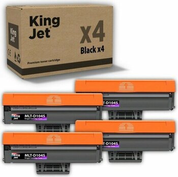 Kingjet Samsung Uyumlu MLT-D104S Standart Kapasiteli (4'lü Paket) Çipli Muadil Toner | SCX-3205 - Black - 0,35 - 1,10 kg
