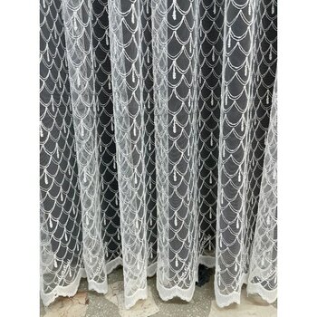 Cortibo Damla Desenli Tül Perde (Pilesiz) - Kırık Beyaz - 150 x 250 cm