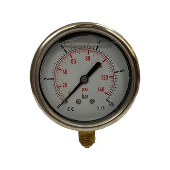 Basınç Ölçer | 0..10 Bar | 63 Gliserinli Alttan – Manometre