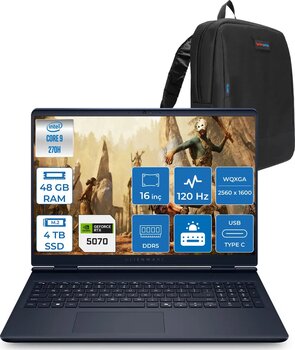 Dell Alienware 16 Aurora Intel Core I9-270H Aı 48GB GB 4tb SSD 8GB/RTX5070 Gddr7 115W 16" 2.5k 2560 x 1600 Wqxga 120Hz Freedos Taşınabilir Bilgisayar WAC16250-C932157F23+ZETTAÇANTA