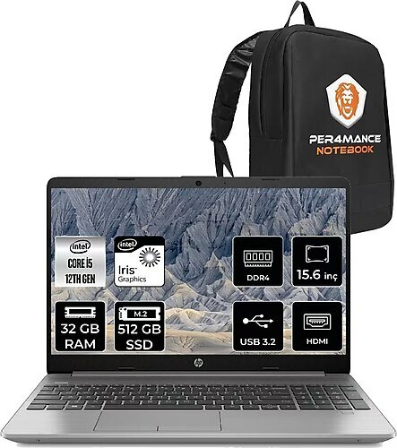 HP 250 G9 6Q8n9es 15.6 inç Intel Core i5 1235U 32 GB 512 GB SSD Intel Graphics FreeDOS + Çanta