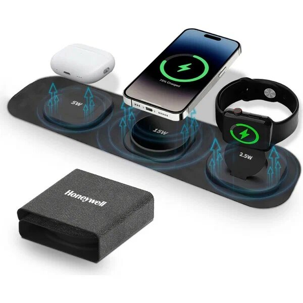 Honeywell Zest Magsafe 3 In 1 C Tipi Siyah Hızlı Şarj 15 W HC000055 Kablosuz Şarj Cihazı