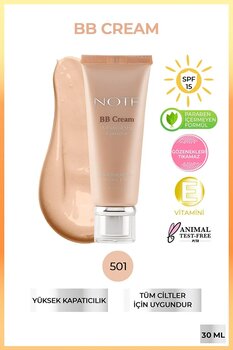 Note BB Cream 501 Nemlendirici Etkili Doğal Kapatıcı SPF 15 BB Krem 30 ml 15290860