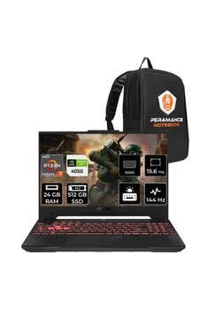 Asus Tuf Gaming A15 R7 7435Hs 24Gb 512Gb Ssd Rtx4050/6Gb 140W 15.6" Fhd 144Hz Fdos Laptop Fa507nur