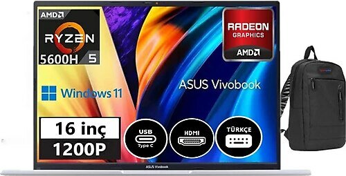 Asus Vivobook 16X 5.nesil VM1603QA34 16 inç AMD Ryzen 5 5600H 8 GB 512 GB SSD AMD Radeon Graphics Windows 11 Professional