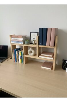 Wooden Factory Masaüstü ve Duvar Rafı Ayarlanabilir 2'li Dekoratif Raf Masa Tezgah Üstü Organizer Masa Düzenleyici