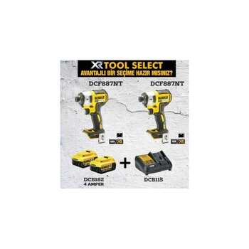 Dewalt 2 Adet DCF887NT Şarjlı Darbeli Tornavida + 2x4 Ah Akü 1 Adet Dolum Cihazı