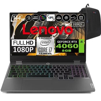 Lenovo Loq 15Irx9 Intel Core I7 13650Hx Ddr5 96Gb 4Tb Ssd Rtx4060-8Gb 300Nıts 15.6" 144Hz Fhd Windows 11 Home Taşınabilir Bilgisayar 83Dv00g3trh16 + Zetta Çanta
