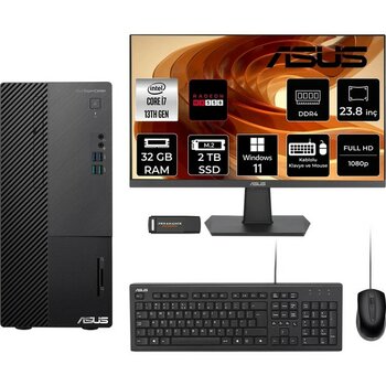 Asus Expertcenter D500ME i7 13700 32GB RAM 2TB SSD 23.8" FHD Win11 Pro D500000I713700P627 Masaüstü Bilgisayar + Per4 USB