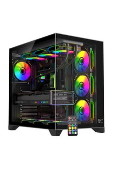 GAMETECH Prime V2 Kumandalı ARGB 7x120mm Fan 360mm ISI Dereceli Sıvı Soğutmalı Siyah Bilgisayar Kasası