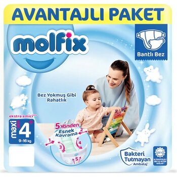 Molfix Bebek Bezi 4+ Beden Maxi Plus 9-16 Kg 52li Fırsat Paketi