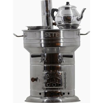 Sete Çelik Semaver 12 Lt Çift Musluklu Odunlu ve Kömürlü - Gri