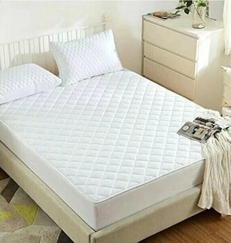 Seti Kapitoneli Çift Kişilik Yatak ve Yastık Koruyucu Alez Beyaz 150 x 200 cm