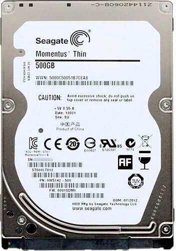 Seagate Momentus Thin ST500LT012 500 GB 5400 RPM 118.5 MB/s Harddisk