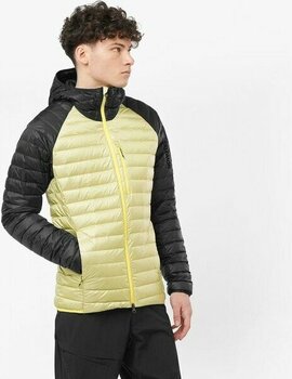 Salomon Elixir Micro Down Erkek Kapüşonlu Kaz Tüyü Mont - Sarı Siyah - XL - Bej