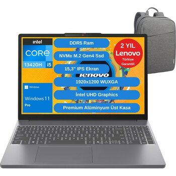 Lenovo Ideapad Slim 3 15IRH10 Intel Core I5-13420H 16GB 1tb SSD 15.3" Wuxga IPS Windows 11 Pro 83K10016TR Taşınabilir Bilgisayar - Lenovo Çanta Wz9