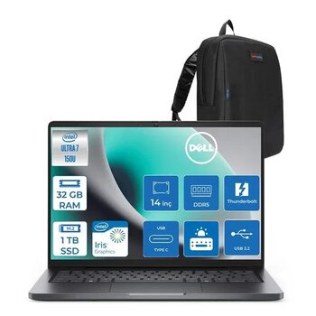 Dell Pro 14 Pc14250c7165f10 Intel Core 7 150u 14" 32 GB RAM 1 TB SSD Fhd+ IPS Ubuntu Notebook - Zetta Çanta