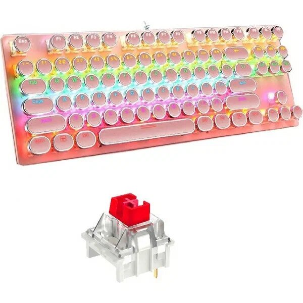 CoverZone Leaven K550 Pembe Kablolu USB Mekanik RGB Kırmızı Switch Oyuncu Işıklı Klavye