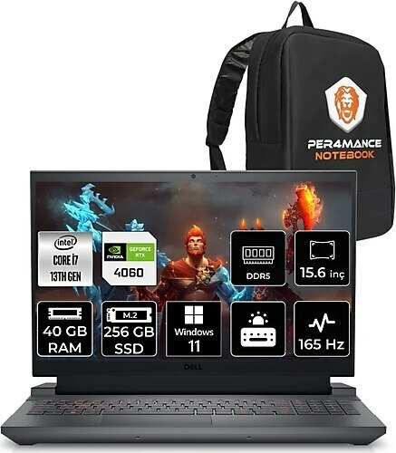 Dell G15 5530 G155530013 15.6 inç Intel Core i7 13650HX 40 GB 256 GB SSD NVIDIA GeForce RTX 4060 Windows 11 Home