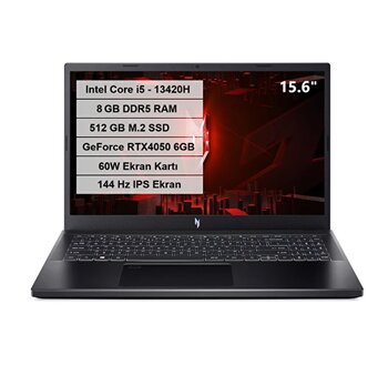 Acer Nitro V 15 Nh.qnbey.001 Intel Core i5 13420h 15.6" 8 GB RAM 512 GB SSD Rtx4050 6 GB FHD IPS FreeDOS Gaming Laptop