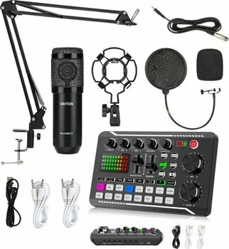 Driton BM-800 + F998 Siyah Kablolu Mikrofon ve Ses Kart Seti