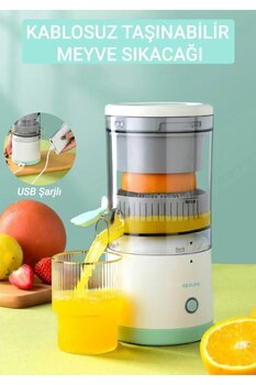 Dijiteks Şarjlı Mini Elektrikli Meyve Sıkacağı Taşınabilir Mikser Sıkma Portakal Sıkacağı Meyve Suyu Makinesi