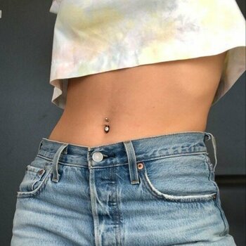 Heppii Cerrahi Çelik Ucu Taşlı Göbek Piercingi Gümüş Renkli - Çok Renkli