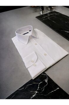 Sarar Elvio Slim Fit %100 Pamuk Beyaz Gömlek 42 Beden