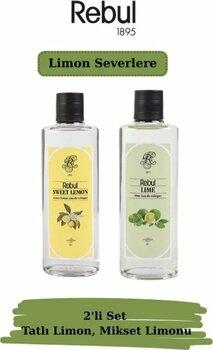 Rebul Sweet Lemon & Lime 250 Ml Cam Şişe Kolonya 2’li Set + 10’lu Kolonyalı Mendil Hediyeli