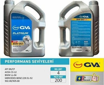 Gva 9920152 - Motor Yağı 5W30 4 Lt Platınum Partiküllü-Dpf Tam Sentetik Apı Sn/cf - Siyah