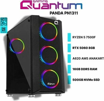 Quantum Gaming Panda PN1311 Ryzen 5 7500F 16GB Ddr5 500GB Nvme SSD Rtx 5060 8gb Freedos Masaüstü Oyun Bilgisayarı