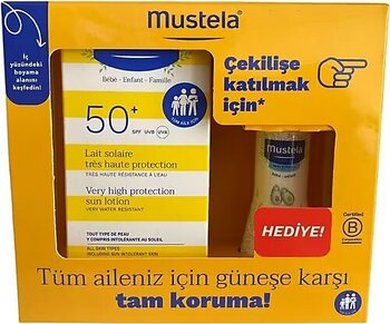 Mustela Lait Solaire 50 Faktör Çocuk Güneş Losyon 100 ml + Mustela Hydra Bebe Vücut Losyonu 50 ml