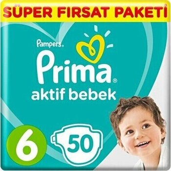 Prima Aktif 6 Numara Extra Large 50'li Bebek Bezi