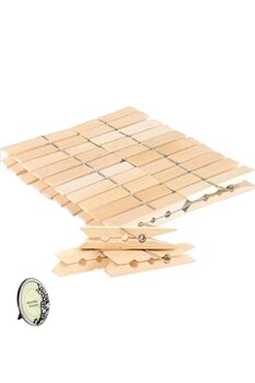 Entude Bambu Mandal, Ahşap Mandal, Tahta Mandal 40 Adet, Çamaşır Mandalı