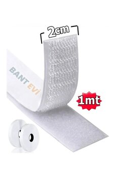 BANT EVİ Yapışkanlı Cırt Bant Beyaz 2cmx1m Kendinden Yapışkanlı Cırt Cırtlı Bant