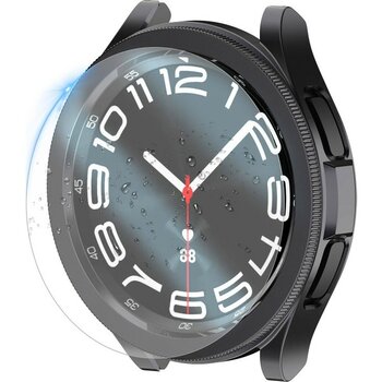 Gpack Samsung Galaxy Watch 6 Classic 43MM Sert Kasa ve Ekran Koruyuculu Rakamsız Gard 29 Siyah