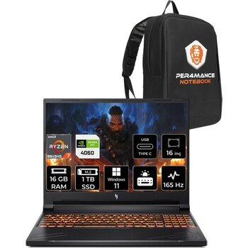 Acer Nitro V 16 Amd Ryzen 7 8845HS 16GB 1tb SSD RTX4060/8GB 85W 16" Fhd+ 165Hz W11P Taşınabilir Bilgisayar & Per4 Çanta NHQRUEY003P388