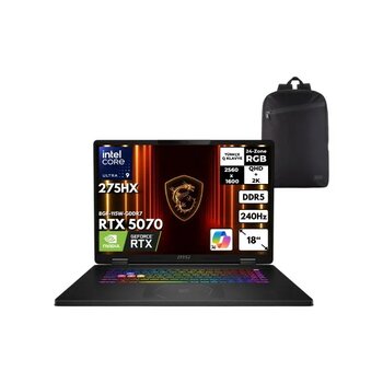 MSI Msı Crosshaır 18 Hx Aı Ultra 9-275HX 64-Gbddr5 1 Tbssd RTX5070 (8GB-115W) 18" 2k Qhd+ 240Hz Windows 10 Home + Hmf Sırt Çantası A2XWGKG-032XTRHMF13