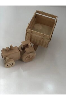 EMRİN AHŞAP OYUNCAK VE HEDİYELİK EŞYA Ahşap Boyanabilir Büyük Boy Oyuncak Traktör