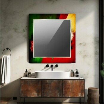 Dekorarif Desenli Kare Duvar Aynası 104 - 70 x 70