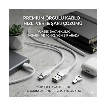 Skygo 3.0A Type-C Hızlı Şarj ve Data Kablosu Beyaz 1m - 0,20 cm - 0 - Siyah