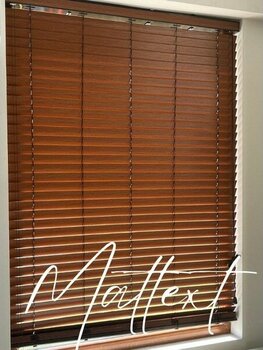 Açık Kahverengi 50 mm Ahşap Görünümlü Jaluzi Perde - 170 x 150 cm