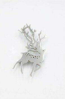 Royaleks Çelik Geyik Broş - Gümüş