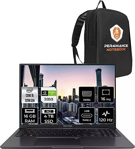 Asus Vivobook 16X K3605ZF N1159 16 inç Intel Core i5 12450H 16 GB 4 TB SSD NVIDIA Geforce RTX 2050 FreeDOS