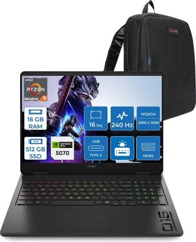 Hp Omen 16-Ap0014nt Amd Ryzen 9 8940hx 16gb Ddr5 512gb Ssd Rtx5070 8gb Gddr7 16 Inç Wqxga (2560 X 1600) 240hz 500nits Ips Freedos Taşınabilir Bilgisayar C12cjeaf01 + Zetta Çanta